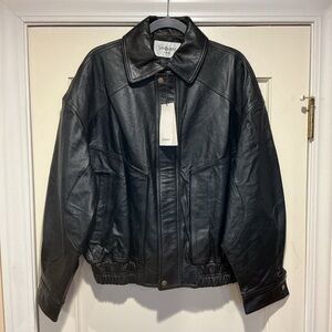 NWT Saint Laurent Women Brown Leather Jacket, Size 40 (L)